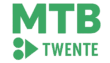 Logo van MTB Twente met donkergroene letters en het mountainbike route-symbool linksonder